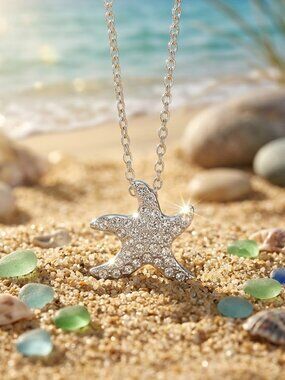 Touchstone Crystal Swarovski  Petite Starfish Necklace